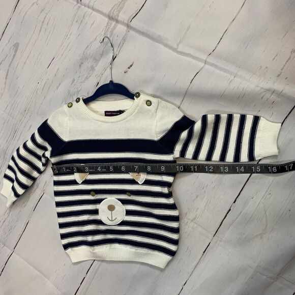 Baby Toddler striped bear sweater 9M navy unisex boy Sergent Major France Europe - Picture 5 of 9